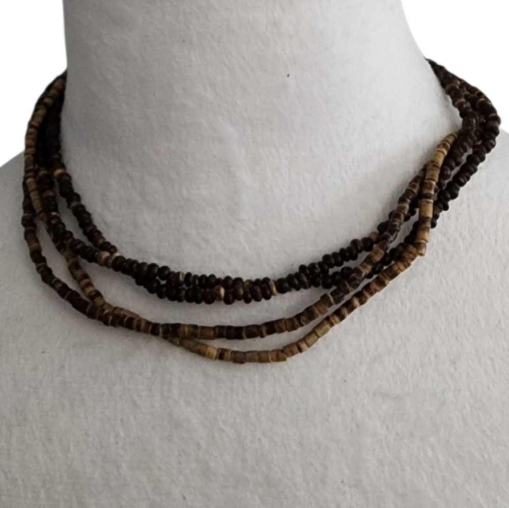 Brown Multi-Strand Beaded Necklace